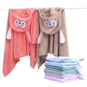 Telo <span class=keywords><strong>da</strong></span> bagno per bambini in velluto di corallo ricamato <span class=keywords><strong>accappatoio</strong></span> per bambini con assorbente coperta indossabile per uso domestico - Product Image 5