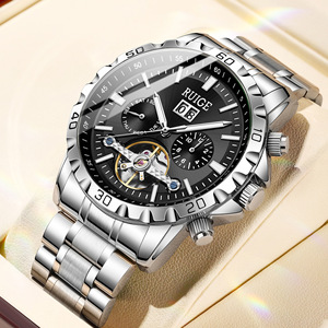 Montres mécaniques pour hommes à la mode, étanches, bracelet en acier inoxydable, montre homme tourbillon multifonctionnelle - Product Image 5