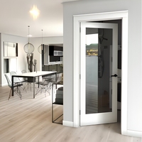 Porte de bureau insonorisée en bois avec porte intérieure en verre dépoli trempé, design simple, style shaker, porte française moderne sur mesure