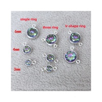 Breloques en argent sterling S925 avec zircon multicolore de 3 à 6 mm, petit pendentif en cristal avec 1/2/3 anneaux, accessoires de bijoux DIY