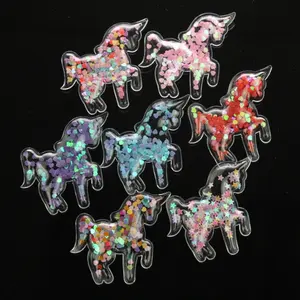 Confettis en PVC Transparent pour enfants, patchs à paillettes de cœur, en 3D, accessoires de cheveux, vente en gros