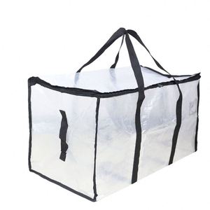 Sac de rangement pour vêtements en PP transparent, sac de déménagement robuste transparent avec poignée, adapté au rangement et à l'organisation à domicile - Product Image 3
