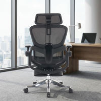 Chaise de bureau ergonomique moderne 6D à dossier haut pivotant en maille avec appui-tête réglable 4D et accoudoirs relevables 4D - Empilable et à roulettes