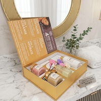 Boîte cadeau cosmétique de luxe sur mesure haut de gamme avec fermeture magnétique, gaufrage à chaud or, pour ensemble de soins du corps et de la peau, emballage découpé
