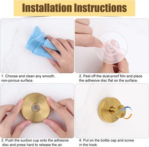 Chất Lượng Cao Hút Giữ Cốc Nhà Bếp Gloden Kim Loại Móc Áo Phòng Tắm Vòi Hoa Sen Móc Cho Phòng Tắm - Product Image 6