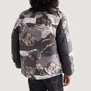 OEM Custom Logo <b>Men's</b> High Quality Stand Collar Breathable Winter Canvas Streetwear Puffer Jacket Allover Paisley <b>Bandana</b> Print - Product Image 4