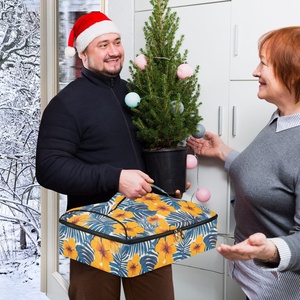 Bolsas Térmicas Personalizadas para Supermercado con Diseño de Flores Tropicales Hawaianas, para Transportar Cazuelas, Pizzas y Alimentos - Product Image 6