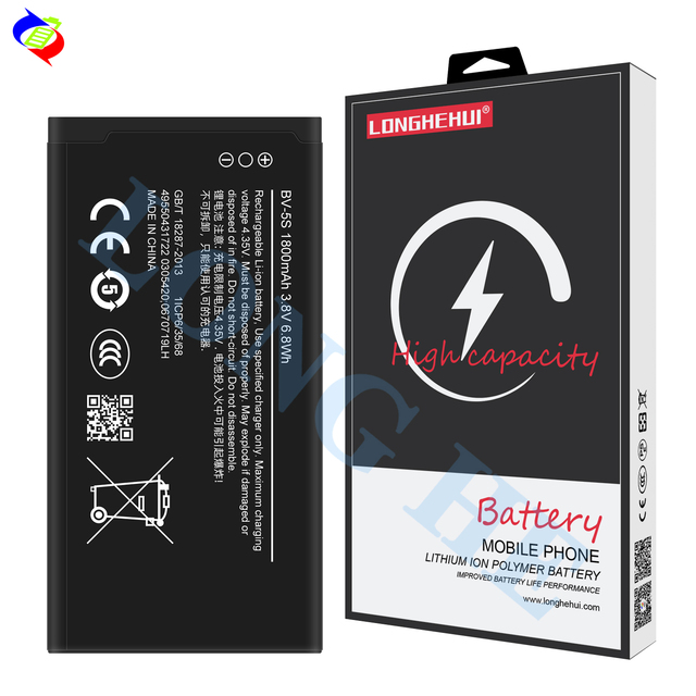 BV-5S Digital 3.8V 1800mAh Mobile Phone Battery for Nokia X2 X2DS RM-1013 X+ Rechargeable Li-ion Battery
