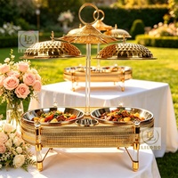 Chauffe-Plat de Luxe 12L en Acier Inoxydable, Double Récipient, pour Buffet, Mariage, Banquet, Restauration Hôtelière
