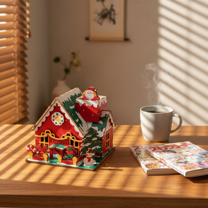 Boîte à musique de Noël en <span class=keywords><strong>bois</strong></span> 3D, kit de puzzle DIY, modèle de maison, vente en gros, Père Noël, bonhomme de neige, artisanat éducatif, cadeau Montessori - Product Image 6