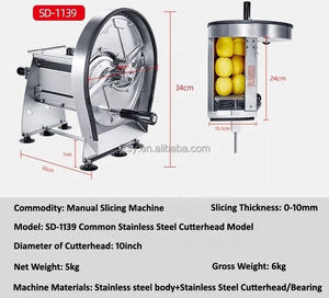 SD-1039 Trancheuse de fruits manuelle commerciale Restaurant Broyeur d'aliments Trancheuse d'oignons Trancheuse de fruits et légumes Machine à trancher pour chips de <span class=keywords><strong>banane</strong></span> - Product Image 3