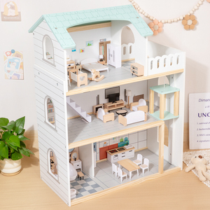 Ensemble <span class=keywords><strong>de</strong></span> jouets <span class=keywords><strong>de</strong></span> maison en bois élégant, simulation <span class=keywords><strong>de</strong></span> ville, maison pour poupées, manoir avec meubles pour filles KB0280 - Product Image 6