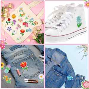 Parches Bordados Termoadhesivos con Varios Tipos de Flores, Tulipanes, Girasoles y Abejas para Decorar Ropa, Bolsos y Zapatos - Product Image 3