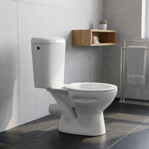 โถสุขภัณฑ์แบบสองชิ้นพร้อมฝารองนั่งพลาสติก ชุดอุปกรณ์ LLC แบบ P-Trap ระบบ Washdown โถสุขภัณฑ์แบบ Close Coupled - Product Image 2