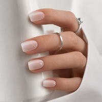 32 faux ongles carrés courts ombrés pêche crème vanille à presser, qualité salon, ongles naturels brillants, vente en gros