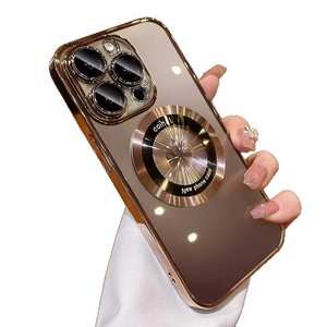 Cover posteriore in TPU trasparente placcato di lusso per <span class=keywords><strong>iPhone</strong></span> <span class=keywords><strong>13</strong></span> 16 <span class=keywords><strong>Pro</strong></span> Max elegante custodia magnetica per cellulare con pellicola protettiva - Product Image 5