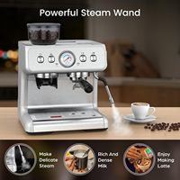 Nueva Cafetera Espresso Semiautomática Profesional Portátil Programable de Acero Inoxidable de 20 Bares con Molinillo Comercial para Hotel