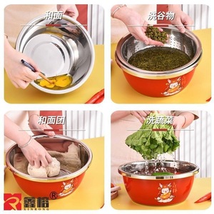 Bol mélangeur en acier inoxydable Xinrong avec passoire, bassin de cuisine multifonctionnel pour laver les légumes, le riz et pétrir la pâte - Product Image 1