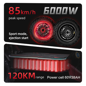 Potente Monopattino Elettrico a Due Ruote con Pneumatici Larghi da 11 Pollici, 60V, 6000W, Doppio Motore, 100km di Autonomia, Impermeabile, Pieghevole, Portata 150kg - Product Image 3