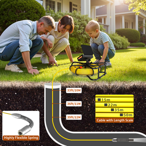 Caméra d'inspection des canalisations 10200mAh avec DVR 32 Go et compteur de mètres, caméra de <span class=keywords><strong>canalisation</strong></span> 1080P IP68 avec objectif HD 23mm, caméra de vidange avec moniteur 5 pouces, <span class=keywords><strong>endoscope</strong></span> 50M - Product Image 6