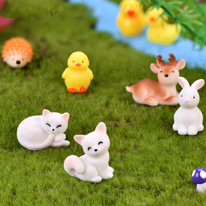 Mini figurines d'animaux en résine mignonnes, décorations de paysage miniatures, canard, dauphin, chat, renard, breloques, ornements de bureau, accessoires de bricolage - Product Image 3