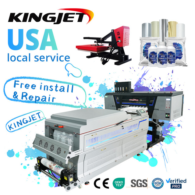 Kingjet 60cm Wide Inkjet Digital A2 DTF Printer With I3200 Head and Powder Shaking Uv Dtf Machine