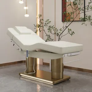Factory Golden Luxury Double Column 3 Motor Electric Beauty Massage Table Customized Color Facial Bed For Beauty Salon