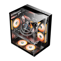 Boîtier de PC de bureau Gaming Full Tower personnalisé OEM, MOQ 300 pièces, économique, revêtement noir SPCC, nouveau, ATX, vide, avec ventilateur, en stock