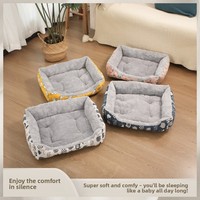Lit pour chien et chat respirant et imperméable toute saison, imprimé animal de dessin animé, chenil chaud pour l'hiver, pour petits et grands chiens, intérieur/extérieur