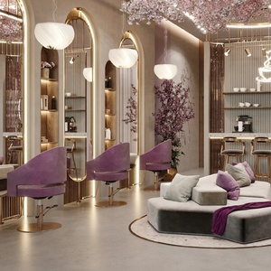 Hair Nail Beauty Salon Interior Design Service Bespoke Gold Metal Arched Display Rack and Fluted Column Shopfitting - Product Image 1