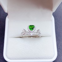 New Design Customizable 925 Sterling Silver Women's Wedding Anniversary Gift Ring Fashion Style with Natural Diopside