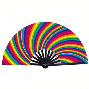 Customized Big <b>Hand</b> Fan Sublimation Clack Kung Fu Fan 33cm Folding Rave Dance Fan Custom Logo with Light - Product Image 6