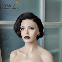 JOYWIGS – perruque Pixie coupe C, cheveux humains, coupe Pixie courte, Lace Frontal, 13x4, nœuds blanchis, Lace avec Baby Hair, 8 pouces