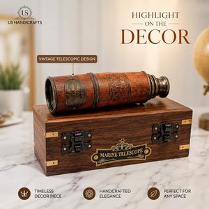Telescopio Marítimo de Latón Hecho a Mano ALFA NAUTICAL de 15 Pulgadas con Caja de Madera, Aumento de 4-9.9x para Buceo y Viajes - Product Image 6