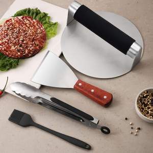 Presse à hamburger en acier inoxydable, presse à hamburger ronde, presse à hamburger avec poignée en silicone, vente chaude - Product Image 4