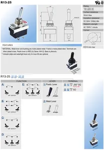 Interruptor de alternância SCI Heavy Duty Rocker 2 posições SPST 10A 125V / 6A 250V AC interruptor de cabeça oscilante com tensão máxima de 250VAC