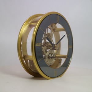 Orologio <span class=keywords><strong>da</strong></span> <span class=keywords><strong>Tavolo</strong></span> Scheletrato con Meccanismo in Metallo, Diametro 130mm, Colore Oro e Nero, Movimento Scheletrato Inseribile - Product Image 3