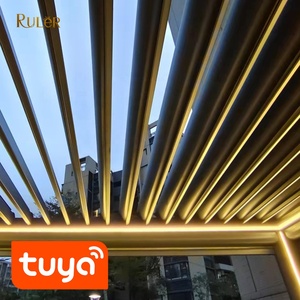 Pérgola Bioclimática Motorizada con Control por Aplicación TUYA, Pérgola de Aluminio Impermeable con Techo de Láminas Ajustables - Product Image 2