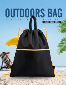 Mochila plegable impermeable para acampar y hacer senderismo, con cordón, forro de poliéster, compartimento para zapatos, gran capacidad para gimnasio al aire libre - Product Image 6