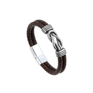 Bracciale Infinity Punk in <span class=keywords><strong>Pelle</strong></span> con Chiusura Magnetica, Stile Classico ed Elegante, <span class=keywords><strong>Bracciali</strong></span> Vintage Punk in <span class=keywords><strong>Pelle</strong></span> per <span class=keywords><strong>Uomo</strong></span> - Product Image 1