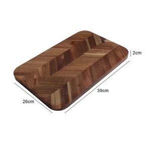 Acacia <b>Wood</b> Two Tone Spliced Cutting Board With Handle Rectangle Shape For Kitchen Use Home Vegetable Cheese <b>Slicing</b> - Product Image 5