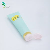 Tubo cosmético vacío de PE, suave, de 50-120 ml, con cuello dorado de 35 mm y tapa abatible rosa, para gel limpiador de ácido salicílico para el cuidado del acné.