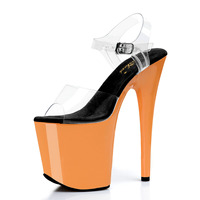 Sandales d'été compensées pour femme 20 cm, nouvelle mode, plateforme brillante 8 pouces, bout ouvert, bride cheville, chaussures de performance pour défilés et scènes