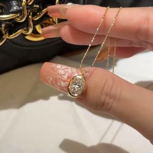 DK выращенное в лаборатории бриллиантовое ожерелье овальной формы с 18-каратным золотым ожерельем в минималистском стиле подарок для вечеринки прямо с завода - Product Image 3