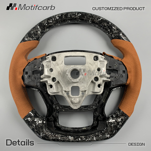 Volante Personalizado de Fibra de Carbono Forjado en Plata con Empuñaduras Marrones para Chevrolet Silverado 1500 RST LT ZR2 4x4 Suburban 2019-2026 - Product Image 5