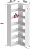 Étagère à livres en bois autoportante à 6 niveaux, blanche personnalisée, en forme de L, avec garde-corps pour la maison
