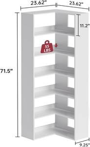 Étagère à livres en bois autoportante à 6 niveaux, blanche personnalisée, en forme <span class=keywords><strong>de</strong></span> L, avec <span class=keywords><strong>garde</strong></span>-corps pour la maison - Product Image 2