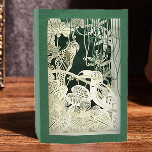 Cartoline Pop-up 3D Origami Fatte a Mano a Tema Uccelli Redleaves, Inviti per Feste - Product Image 3