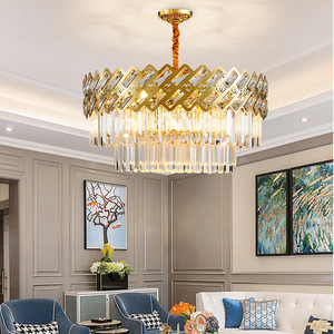 Iluminación de techo alto profesional hogar Hotel restaurante moderno lujo oro K9 candelabros de cristal - Product Image 1