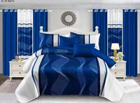 Ensemble complet de chambre à coucher 12 pièces avec rideaux, collection de literie et de décoration de fenêtre imprimées, comprenant draps, taies d'oreiller et 6 panneaux